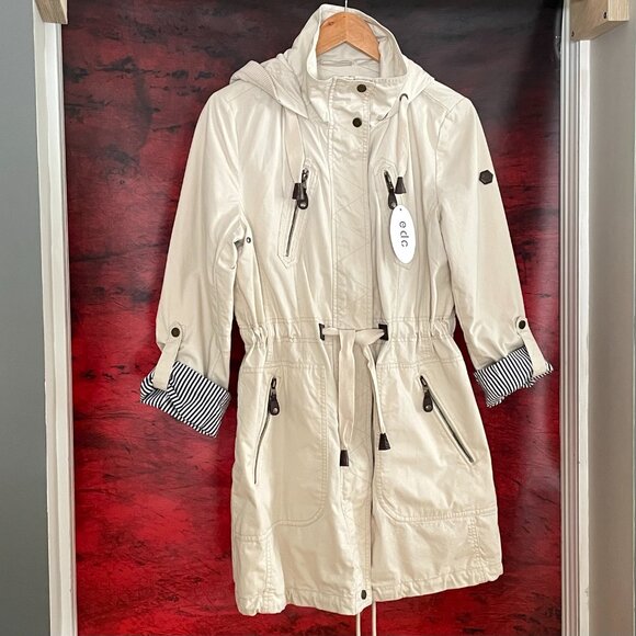 Esprit spring coat coton 2 length sleeves hood zipper pocket ajustable cotton - Picture 3 of 15